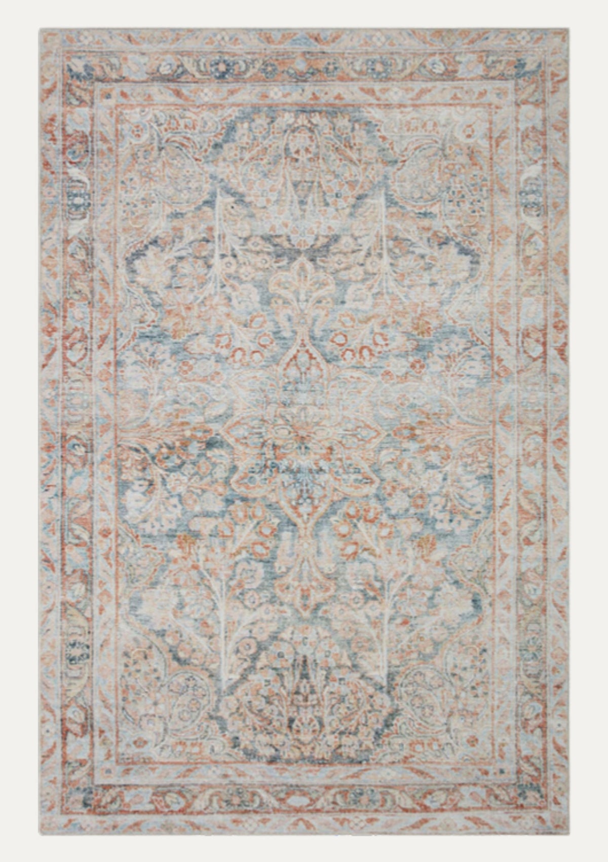 Lenna Ocean/Apricot Rug | Magnolia Home by Joanna Gaines × Loloi