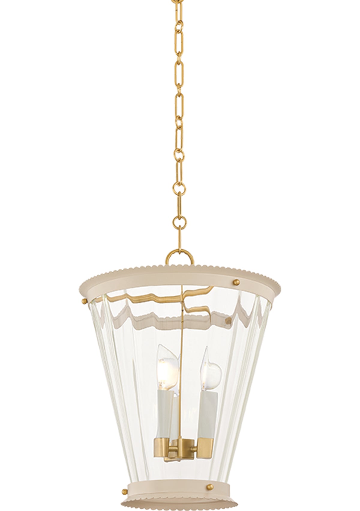 Lucretia Lantern – Aged Brass / Soft Bisque, 12.75" W