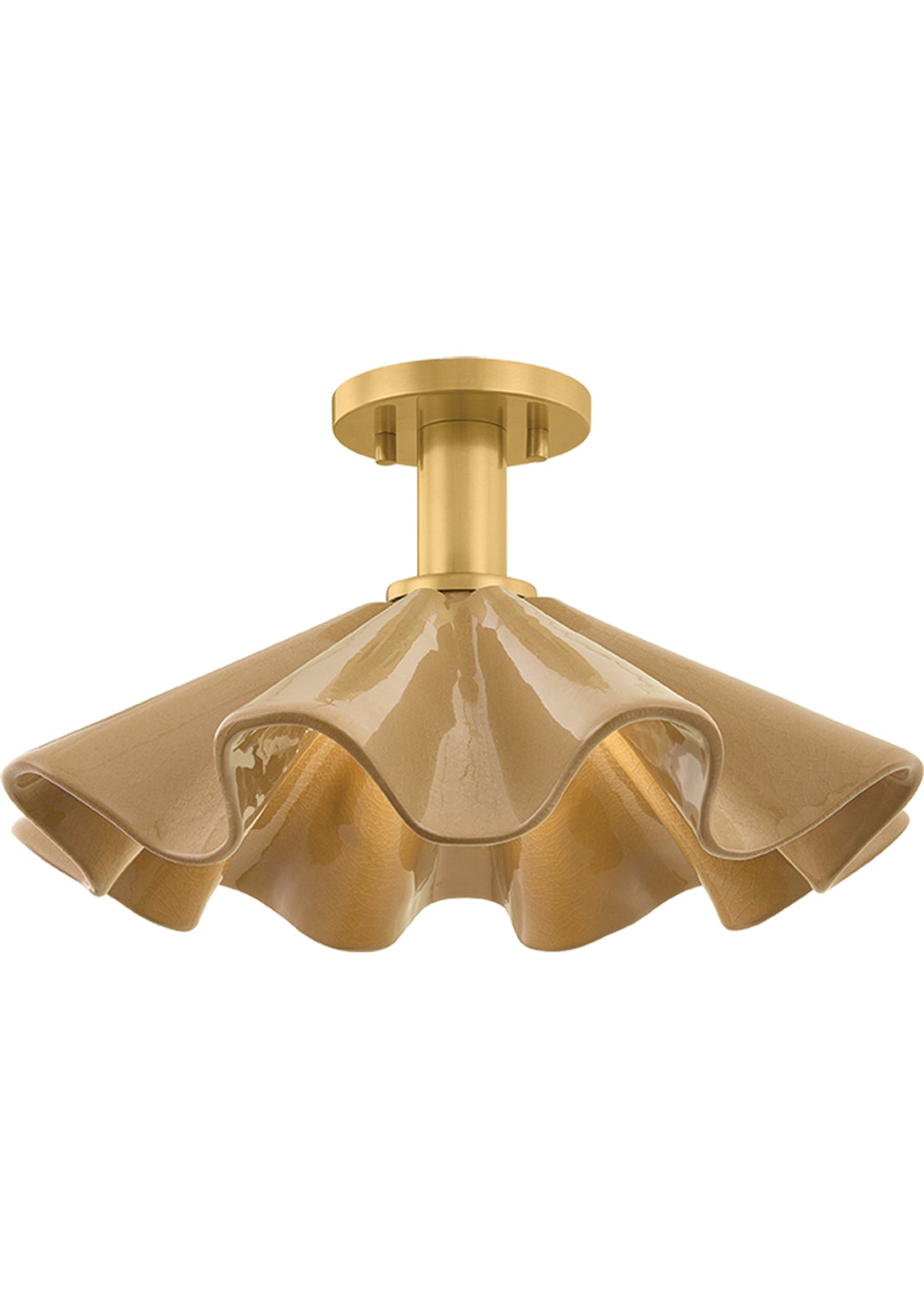 Libertyville Semi Flush – Aged Brass / Oyster White Ceramic, 17.75" W