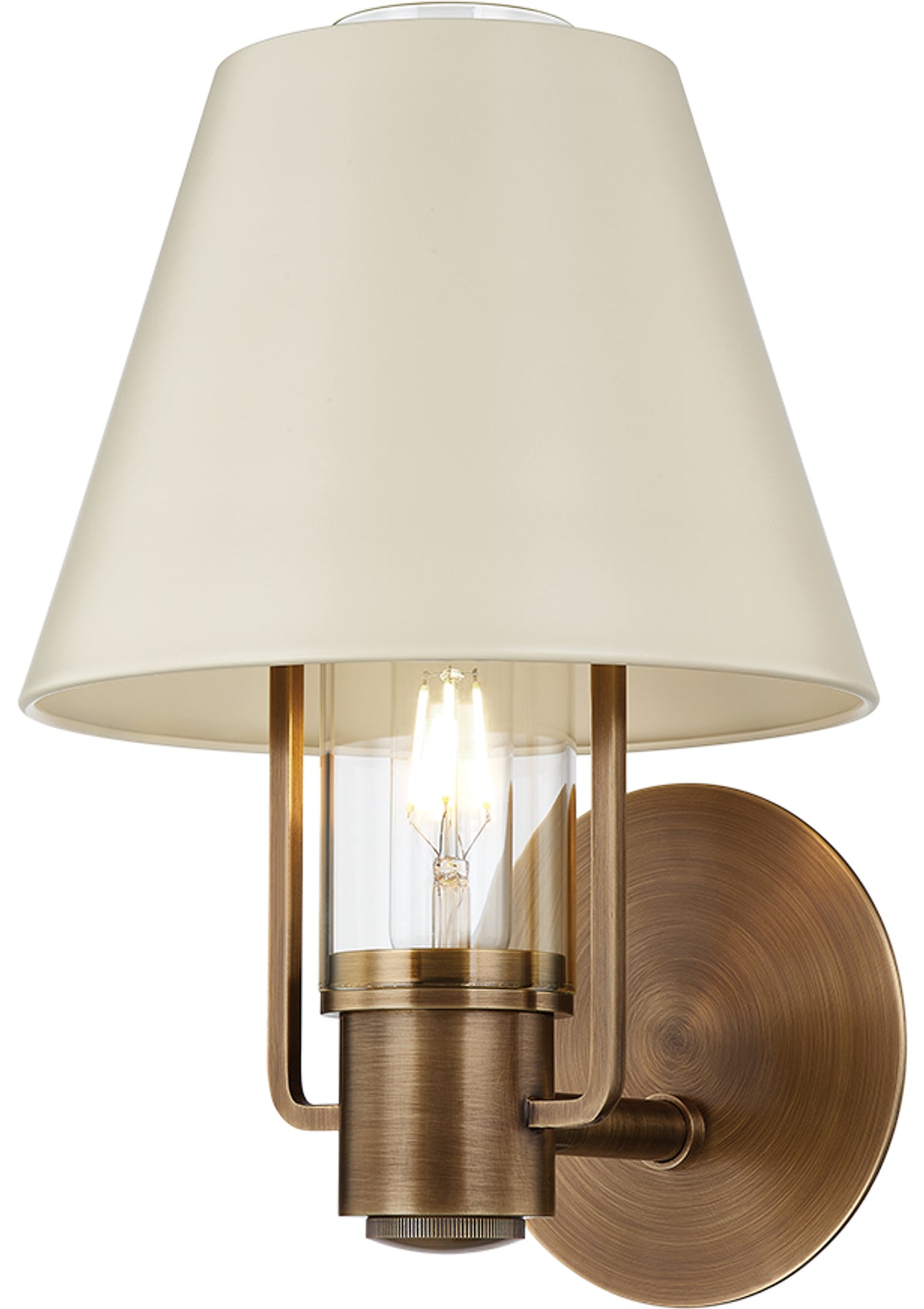 Kindle Wall Sconce – Patina Brass / Soft Sand, 8.75" W