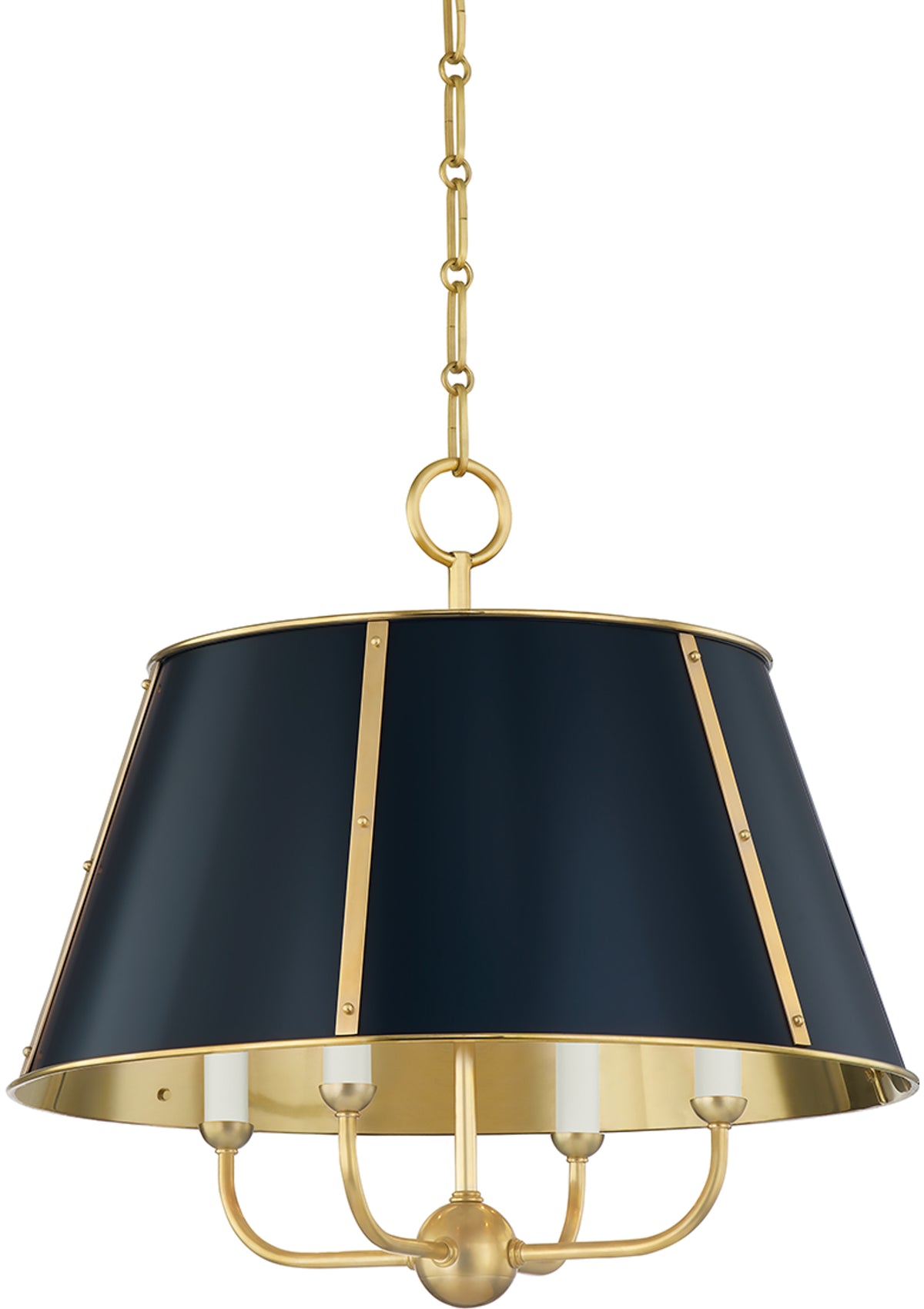 Cambridge Chandelier – Aged Brass / Darkest Blue, 20.25" W