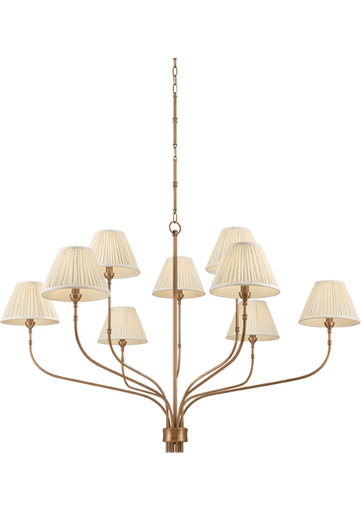Garnerville Chandelier – Patina Brass / Cream Linen, 54.25" W