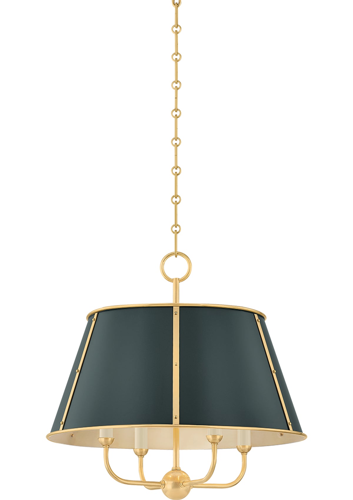 Cambridge Chandelier – Aged Brass / Soft Studio Green, 20.25" W