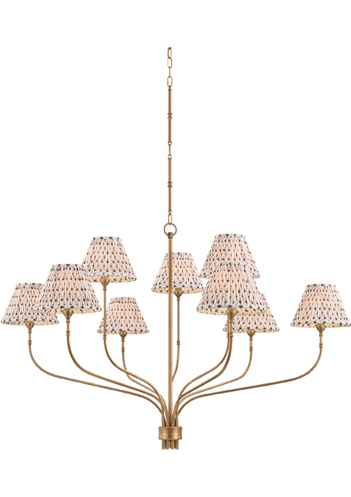 Garnerville Chandelier – Patina Brass / Primrose Red, 54.25" W