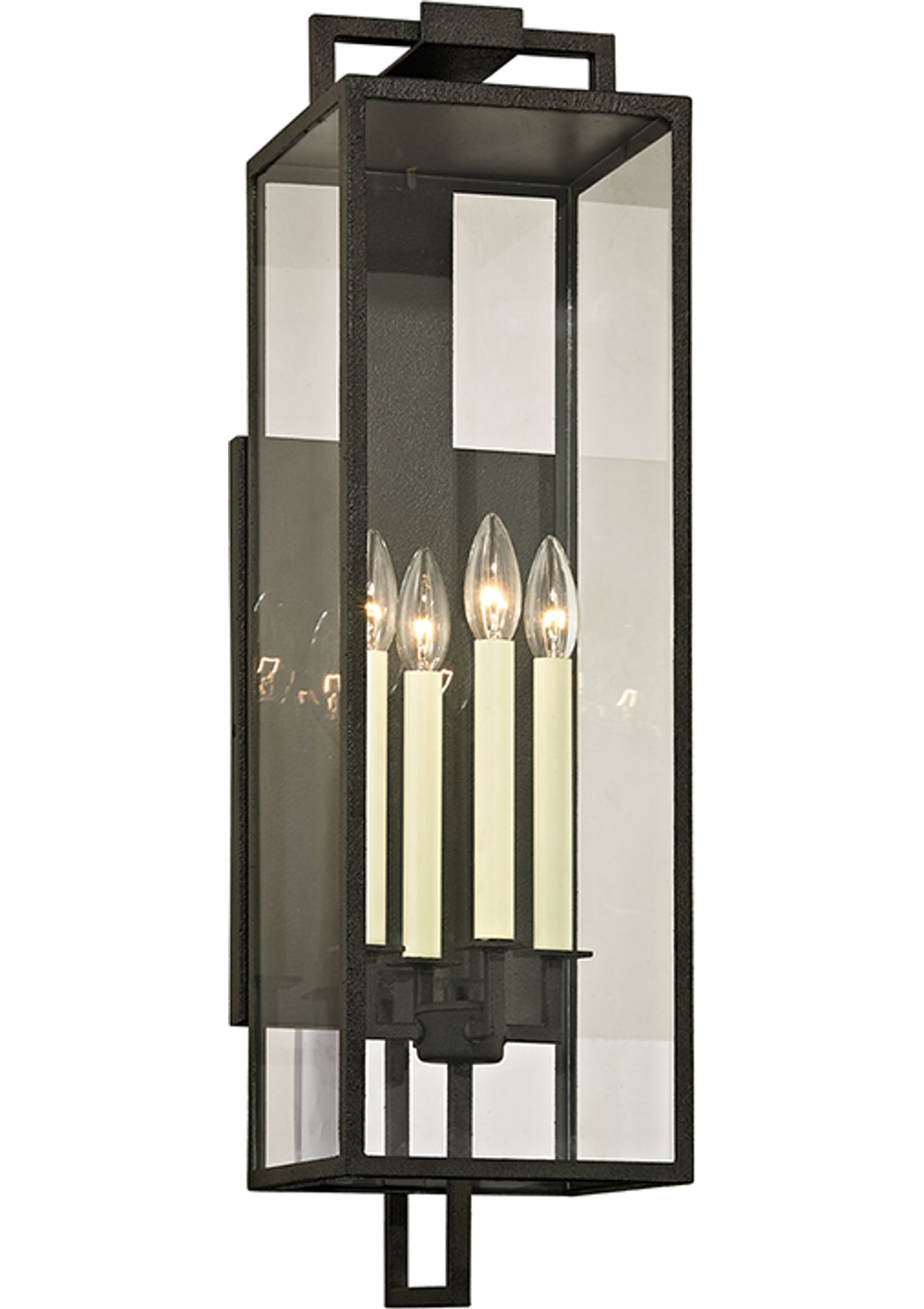 Beckham Exterior Wall Sconce – Forged Iron, 8" W x 28.5" H
