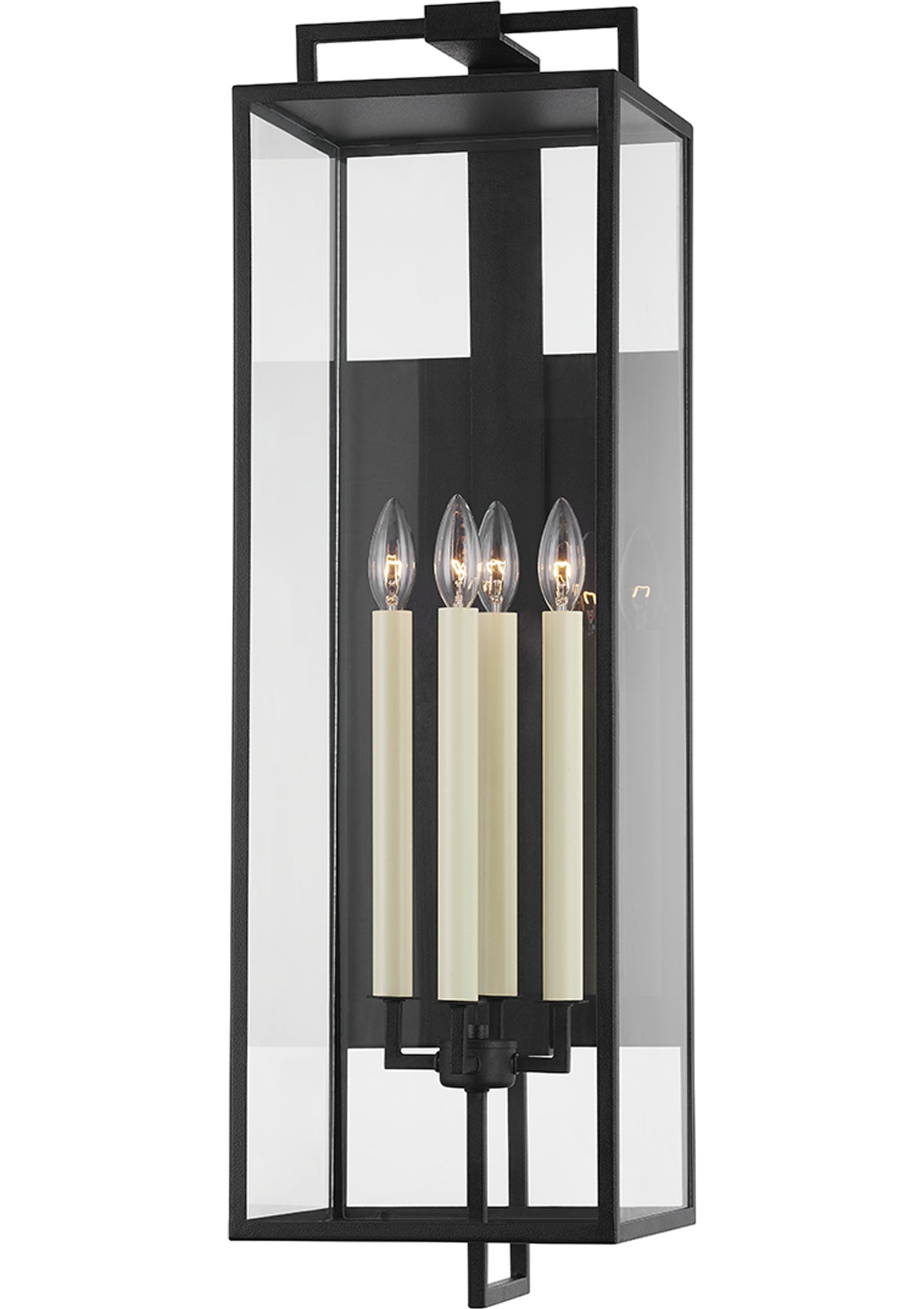 Beckham Exterior Wall Sconce – Forged Iron, 10" W x 34" H