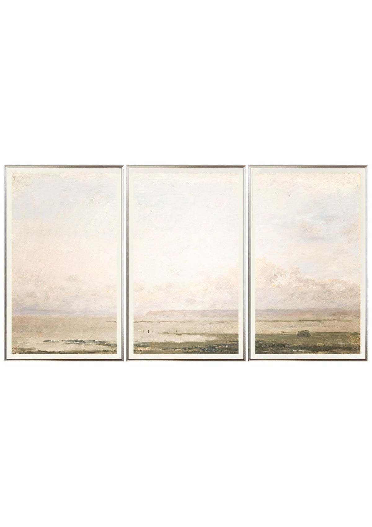 Sunset Tides – White Oak Frame – Triptych (Set of 3)