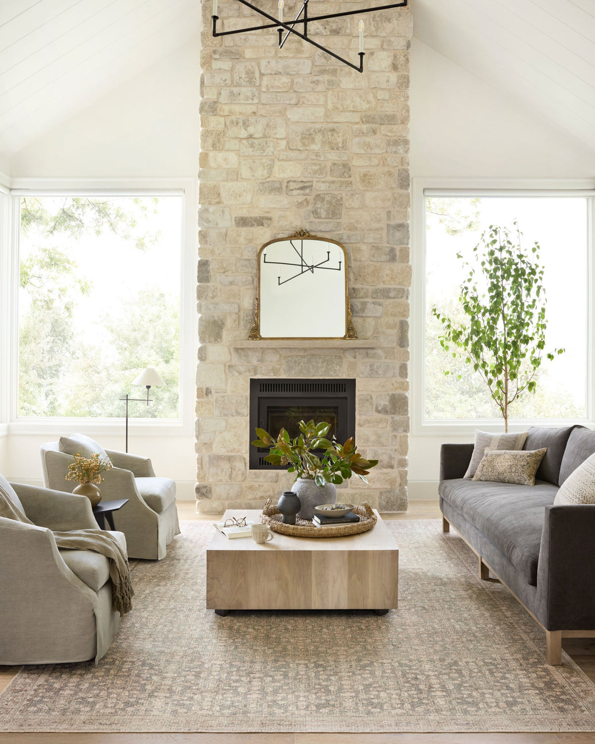 Aubrey Sage/Bark Rug – room scene