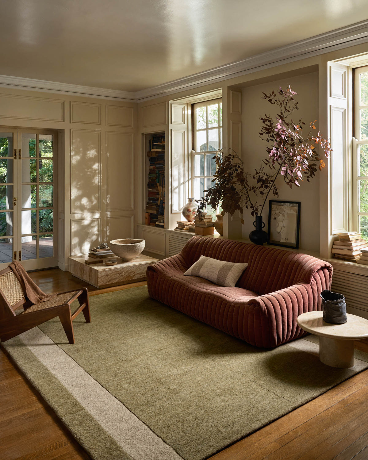 Craven Light Olive/Oatmeal Rug – room scene