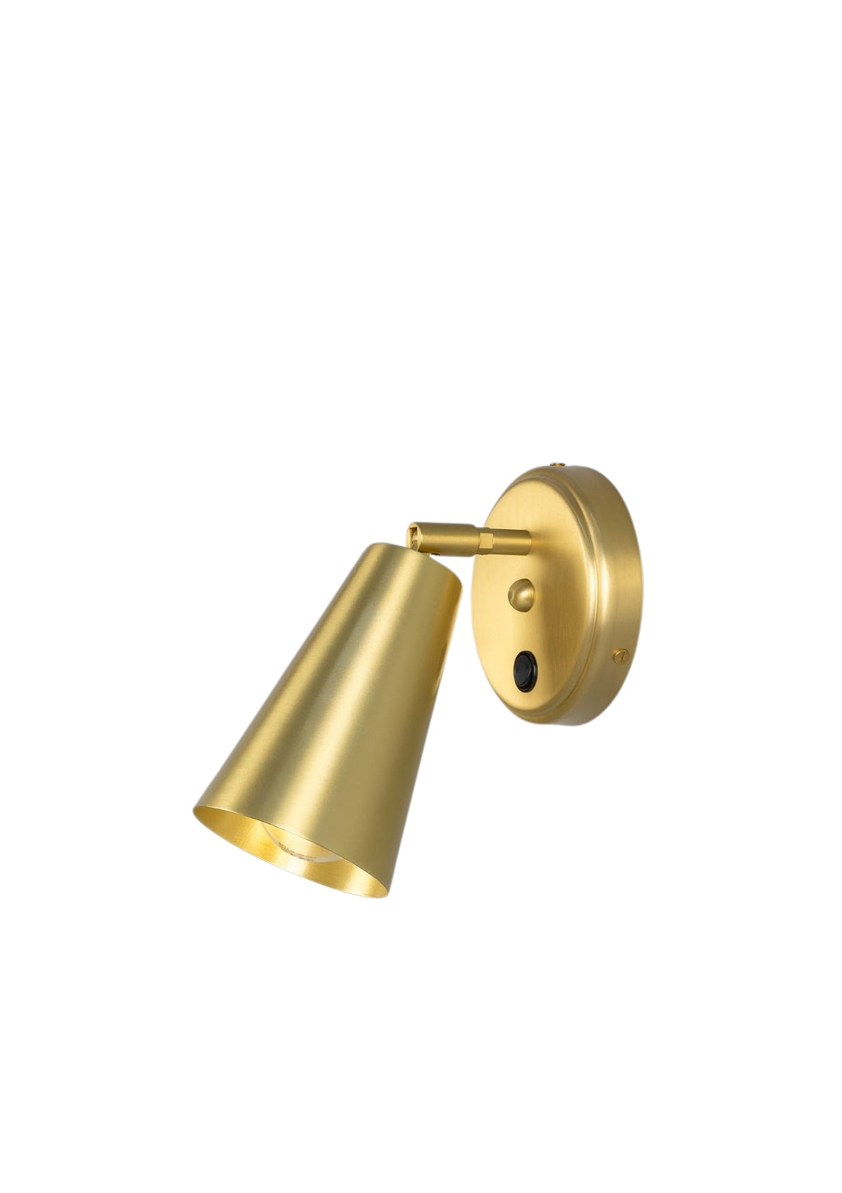 Cashel Adjustable Brass Cone Wall Sconce with Switch – Satin Brass