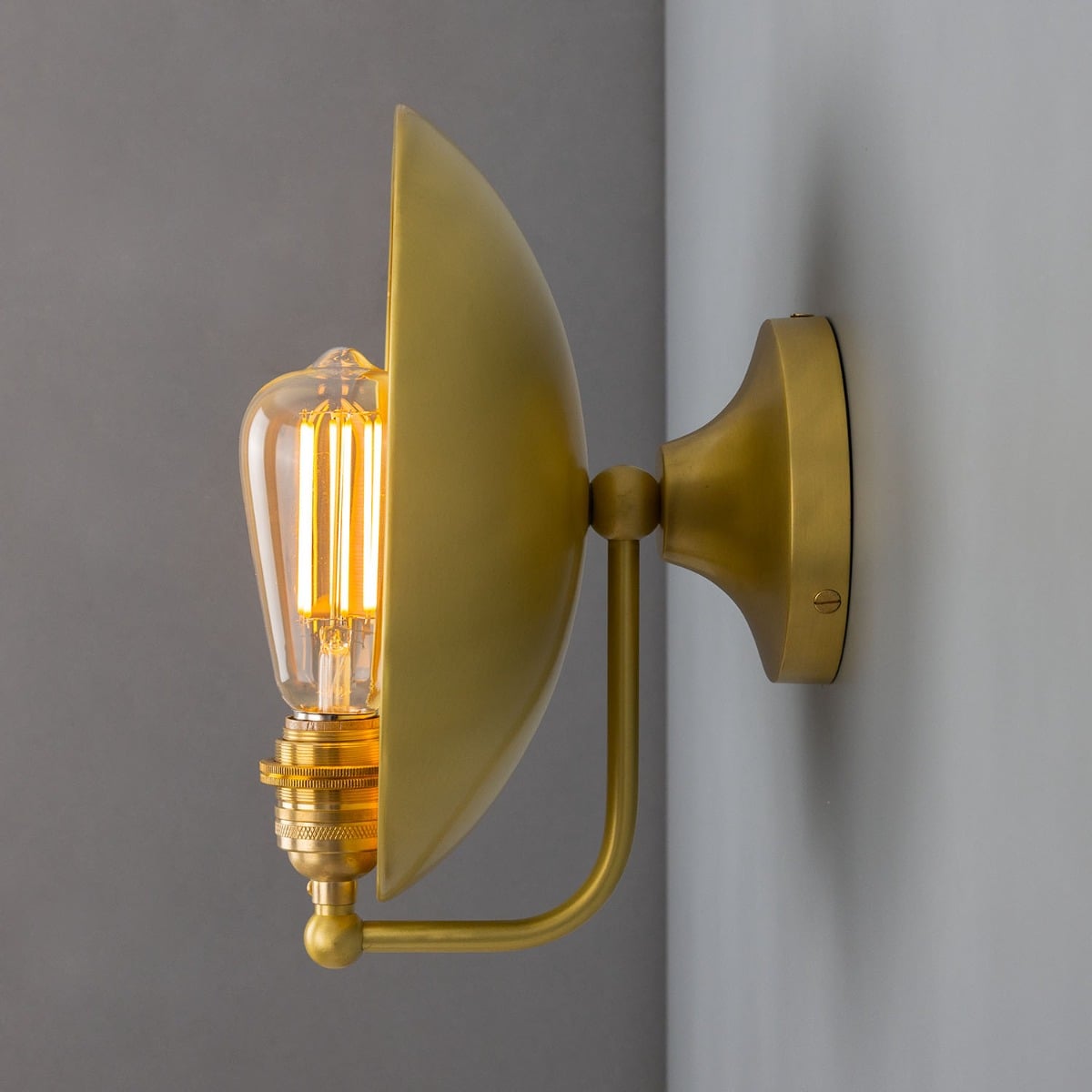 Chulainn Industrial Brass Dish Wall Sconce – Satin Brass