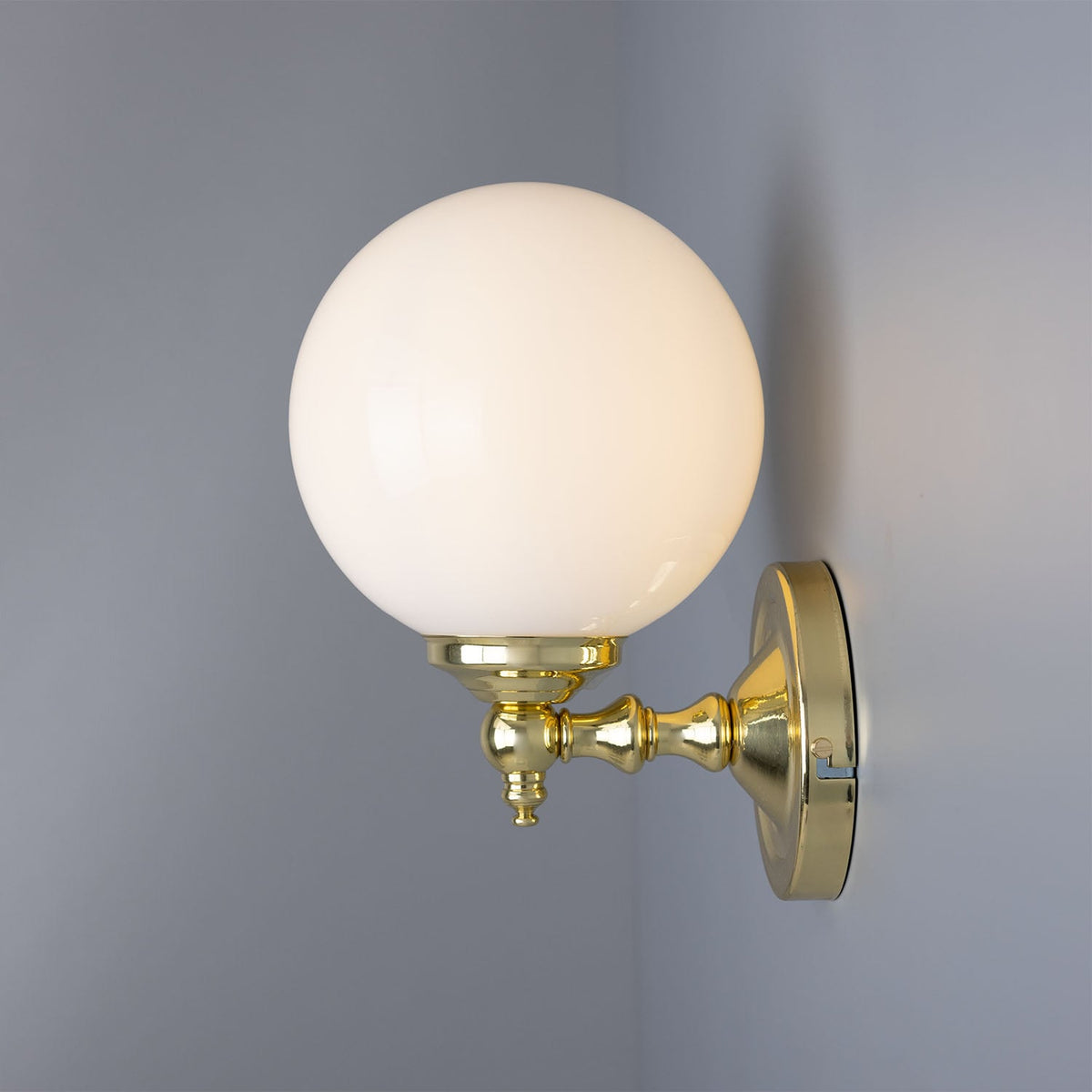 Cloghan Traditional Brass and Opal Glass Globe Wall Sconce – Polished Brass