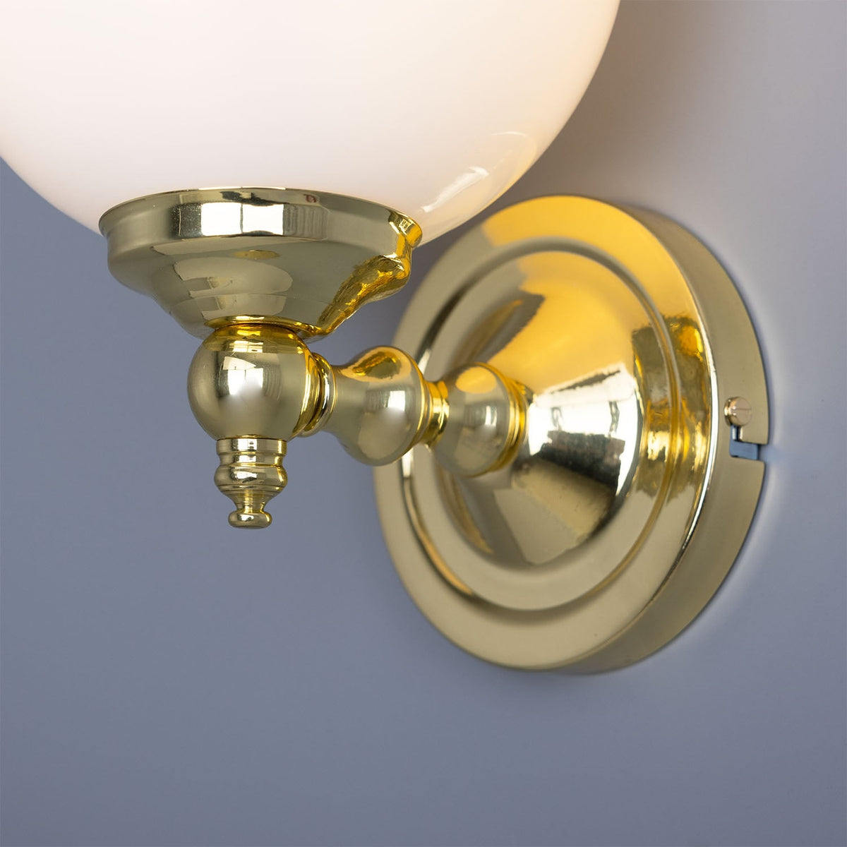 Cloghan Traditional Brass and Opal Glass Globe Wall Sconce – Detail