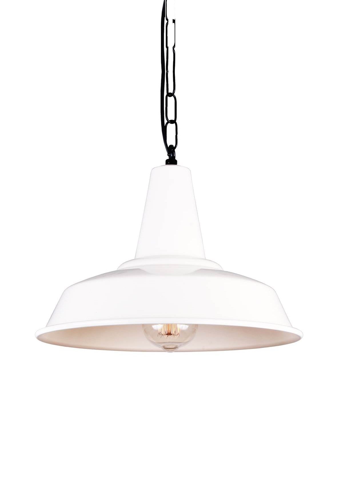 Hex Industrial Factory Pendant Light – Powder Coated White
