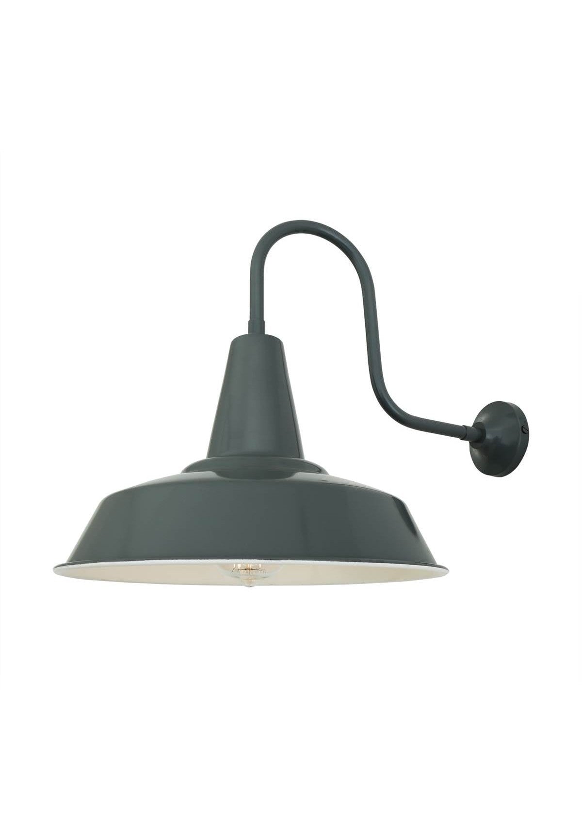 Hex Industrial Factory Swan Neck Wall Sconce – Powder Coated Grey