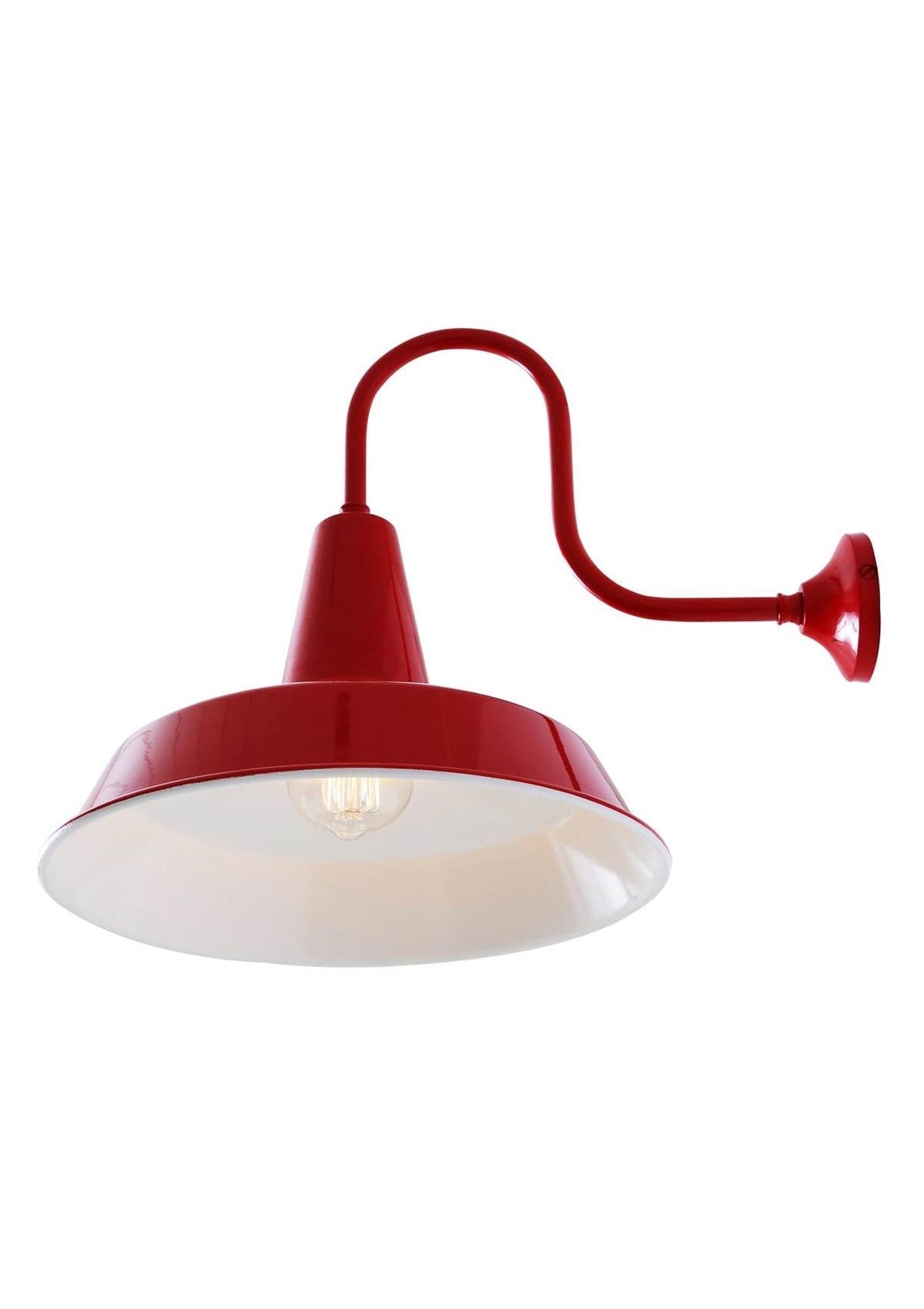 Hex Industrial Factory Swan Neck Wall Sconce – Powder Coated Red