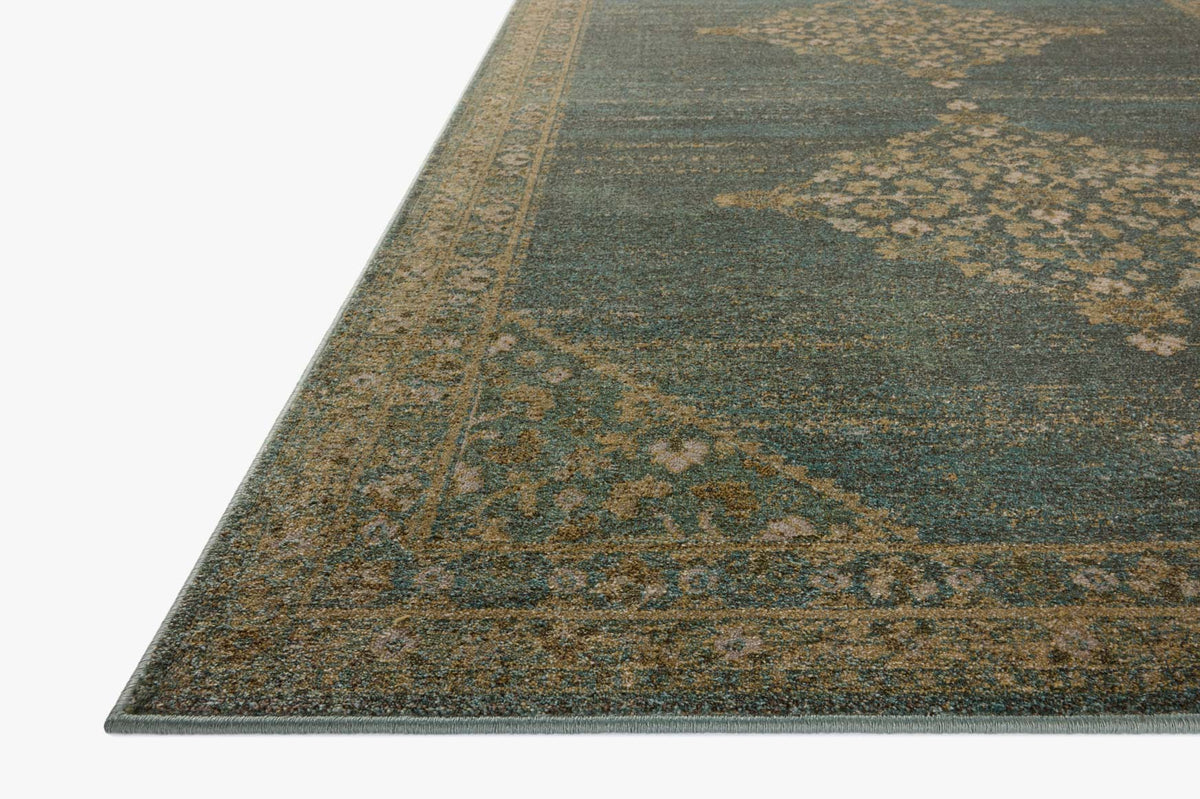 Mona Aqua/Wheat Rug – corner detail