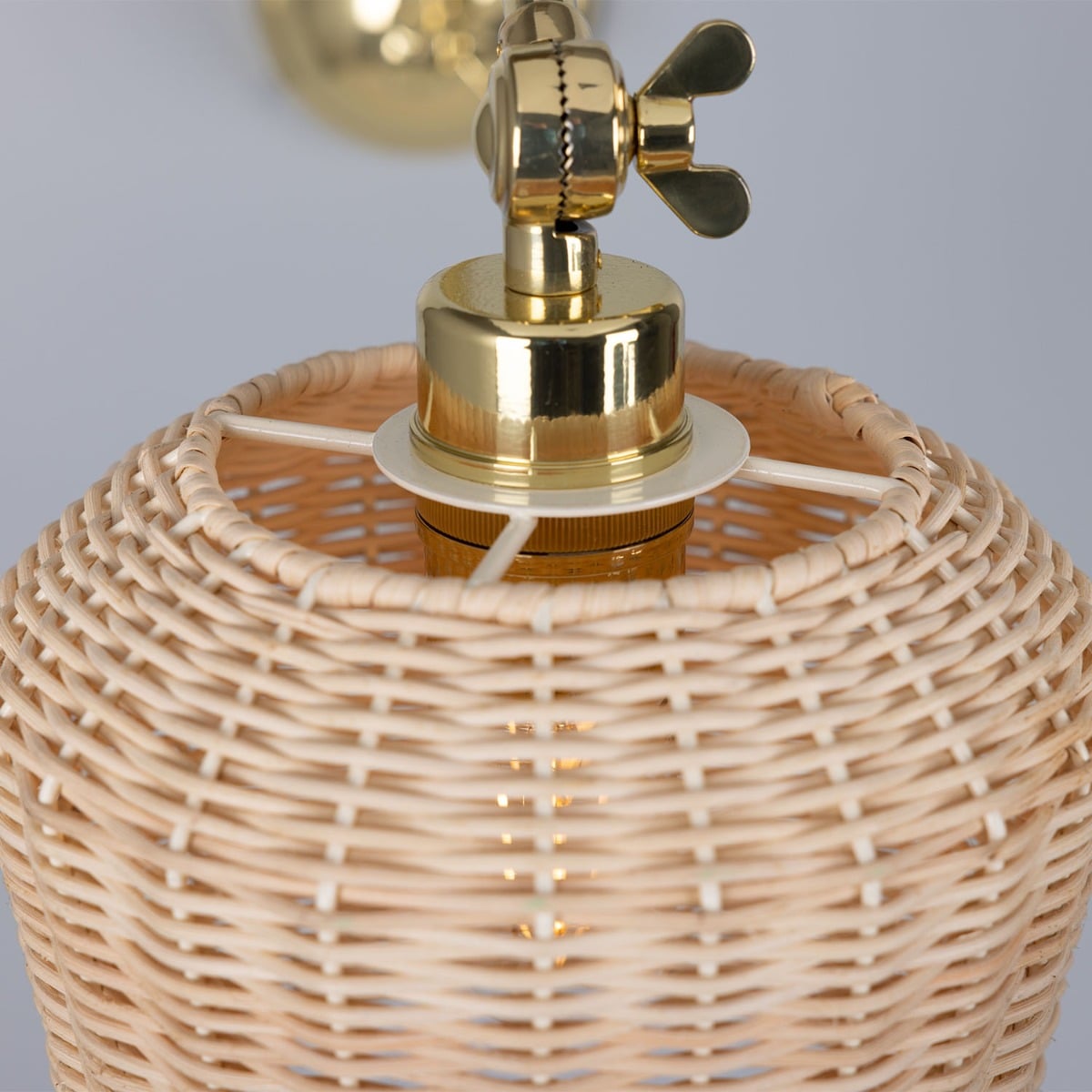 Manila Adjustable Arm Wall Sconce with Small Rattan Shade – Detail
