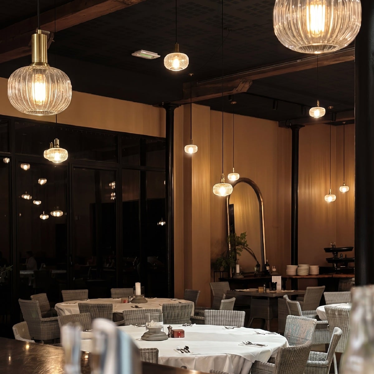Nehir Reeded Glass and Brass Pendant