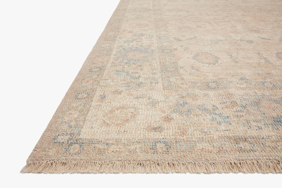Priya Natural/Blue Rug – corner detail