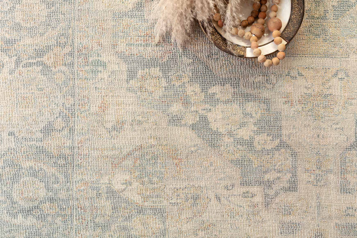 Priya Bone/Bluestone Rug – room scene