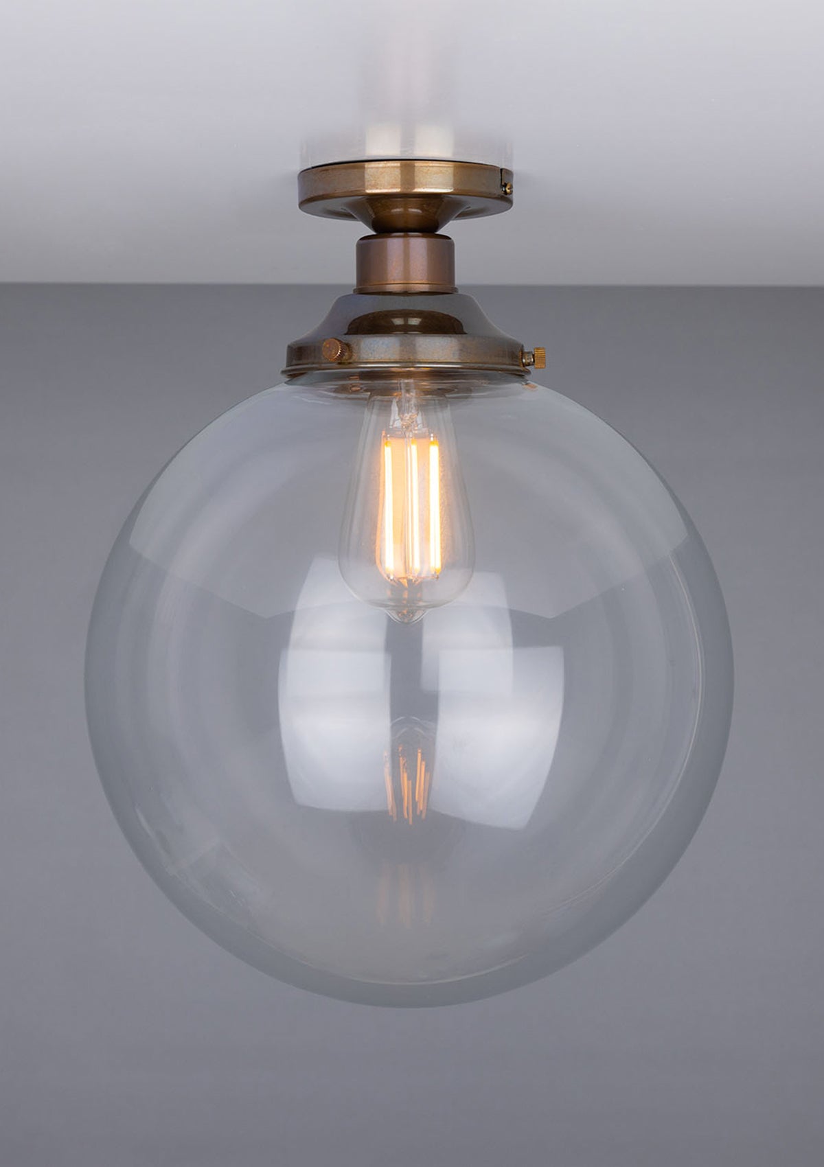 Riad Clear Glass Globe Flush Ceiling Light