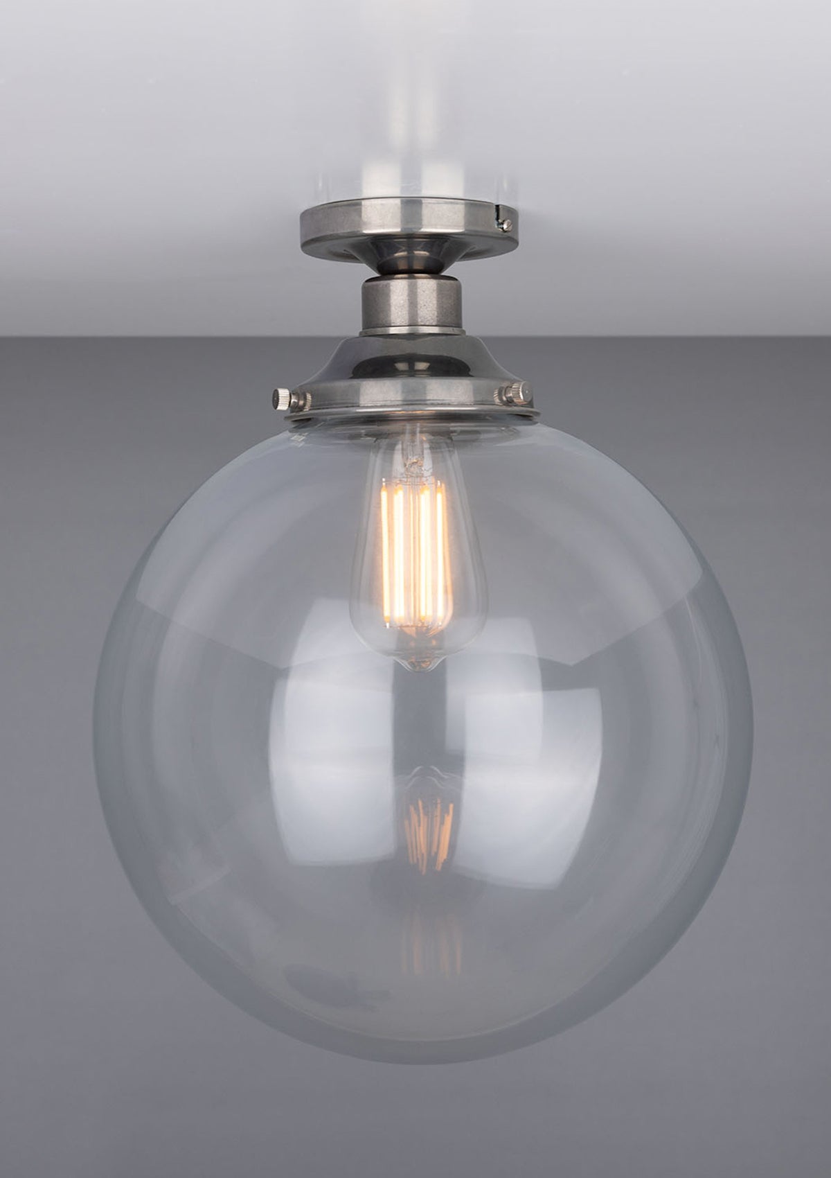 Riad Clear Glass Globe Flush Ceiling Light