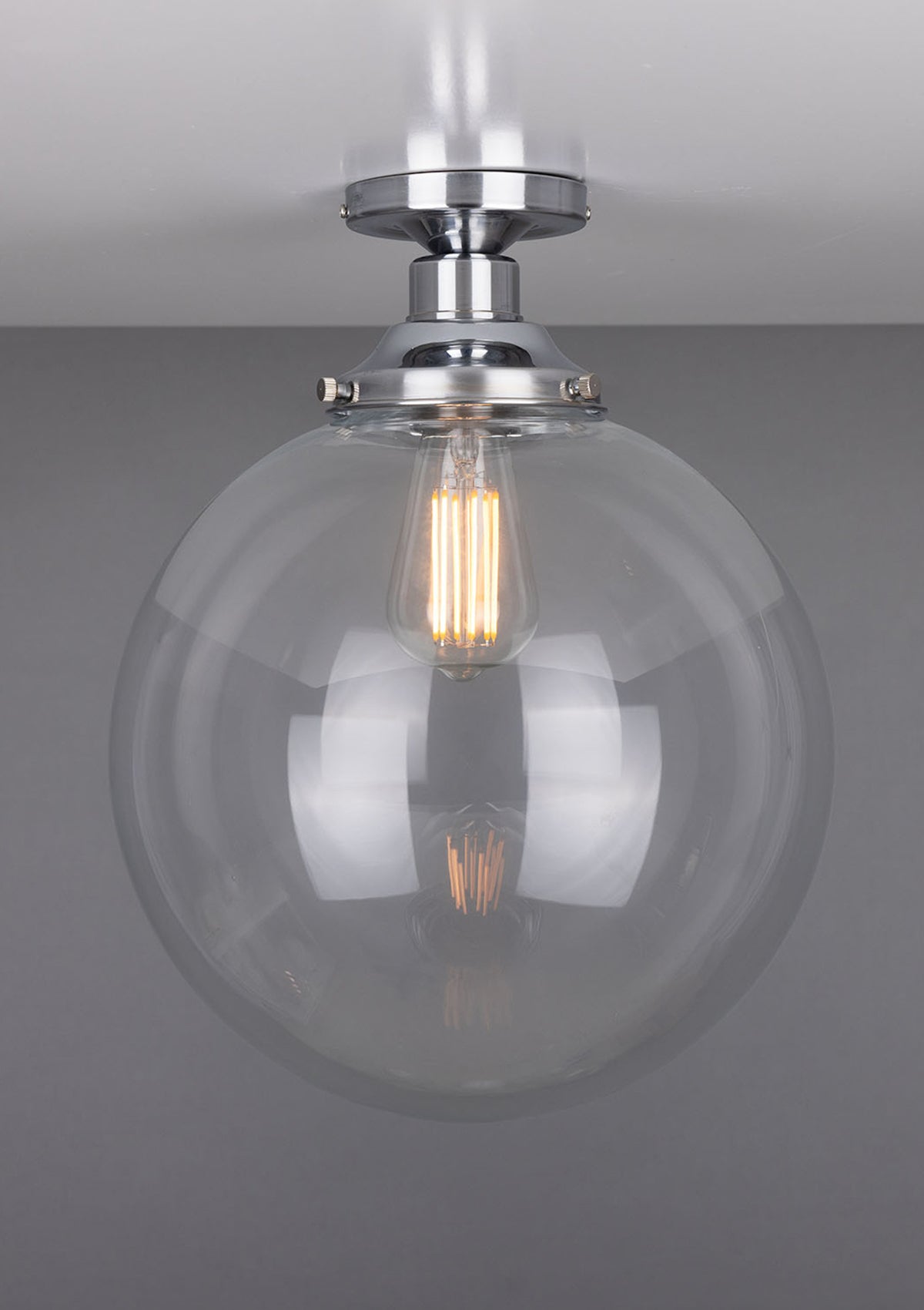 Riad Clear Glass Globe Flush Ceiling Light