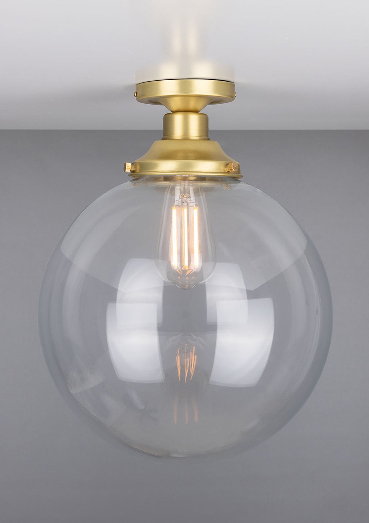 Riad Clear Glass Globe Flush Ceiling Light