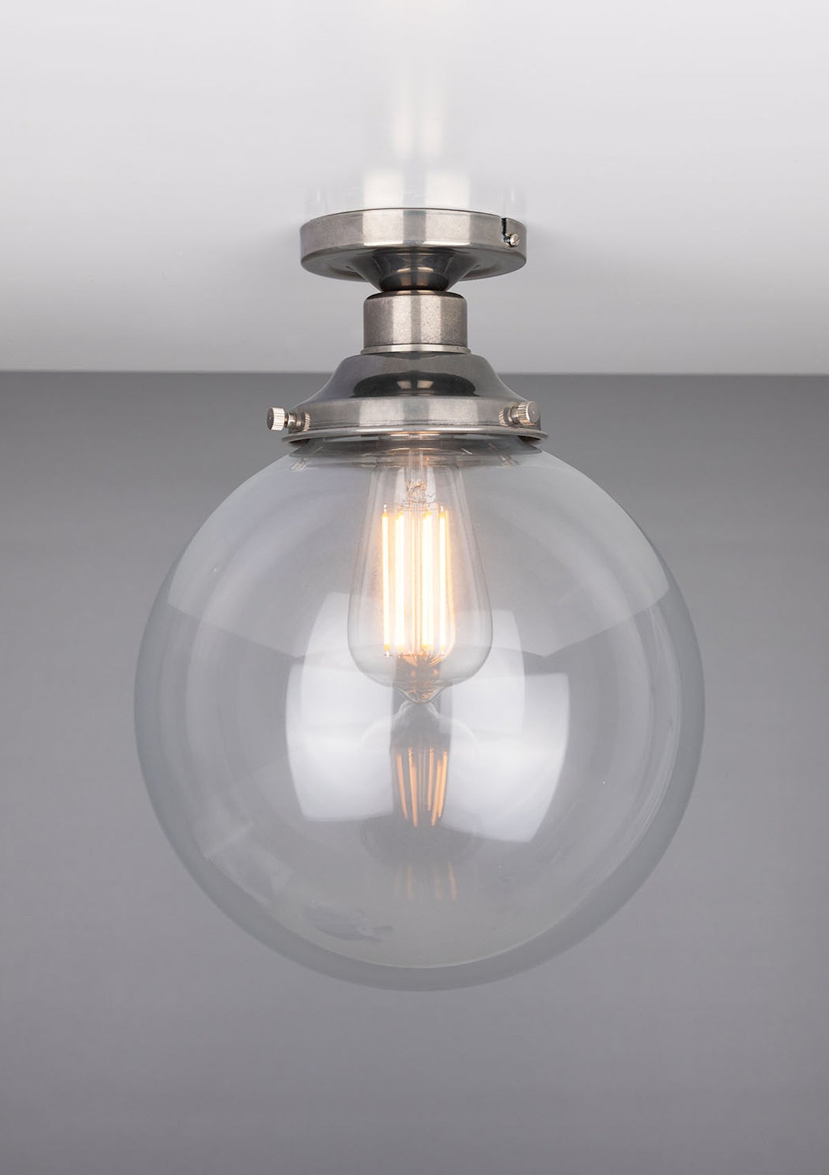 Riad Clear Glass Globe Flush Ceiling Light