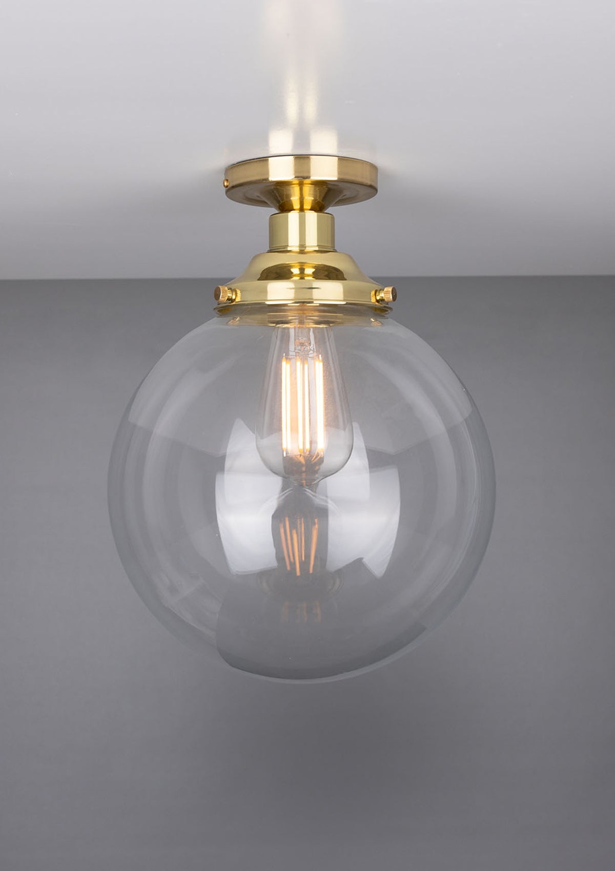 Riad Clear Glass Globe Flush Ceiling Light