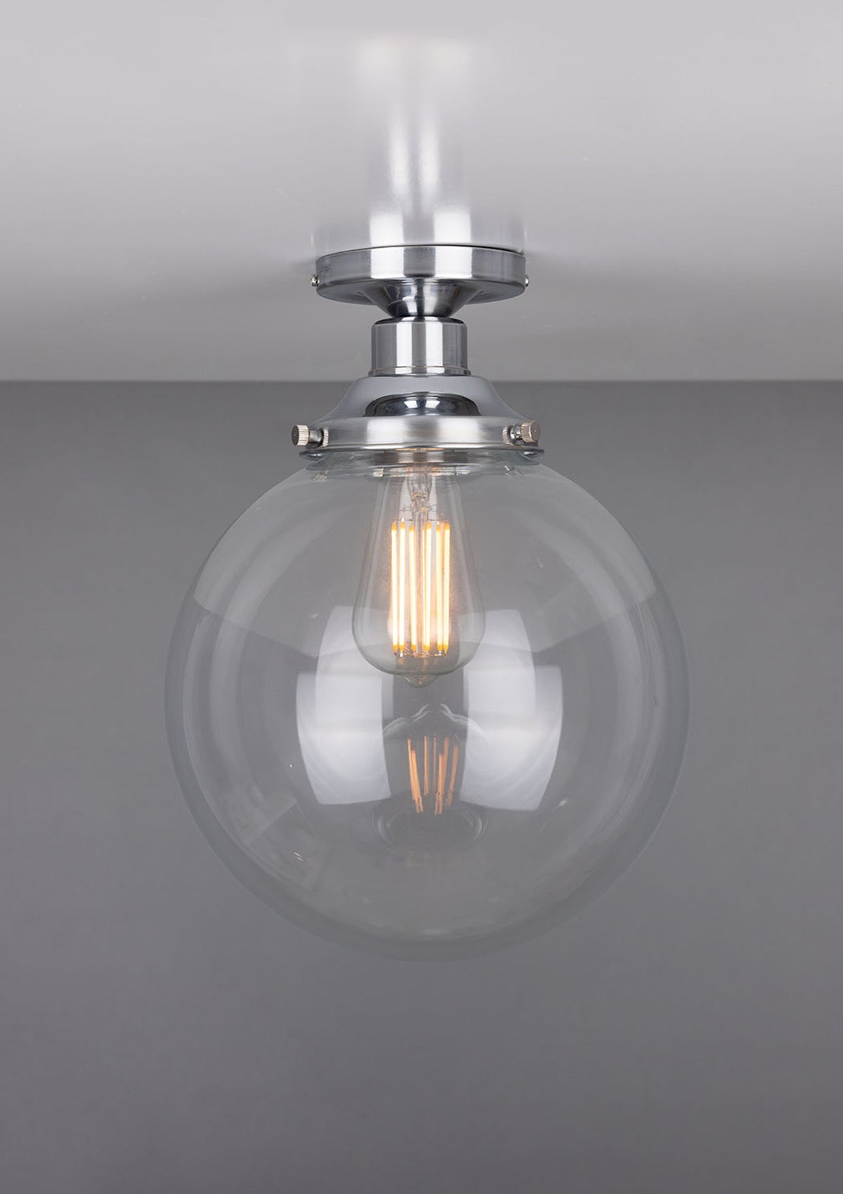Riad Clear Glass Globe Flush Ceiling Light