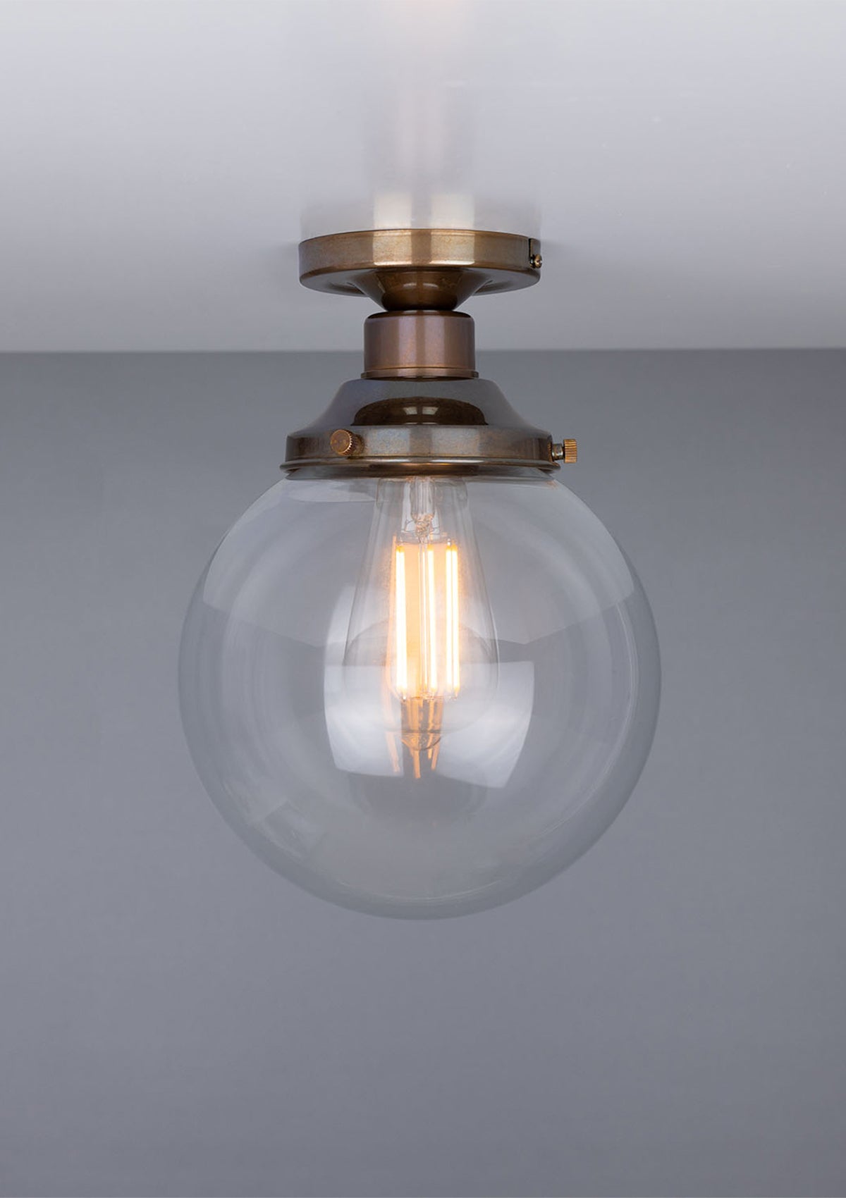 Riad Clear Glass Globe Flush Ceiling Light