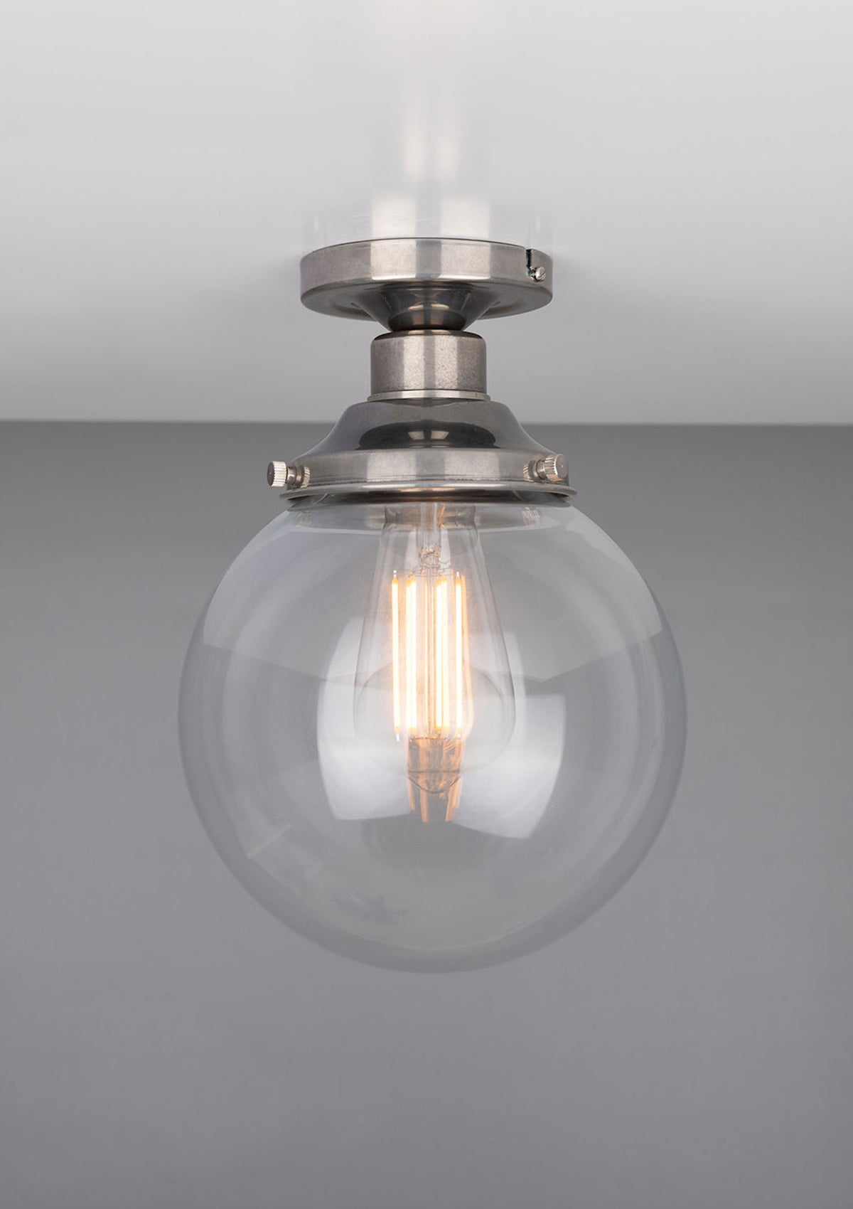 Riad Clear Glass Globe Flush Ceiling Light