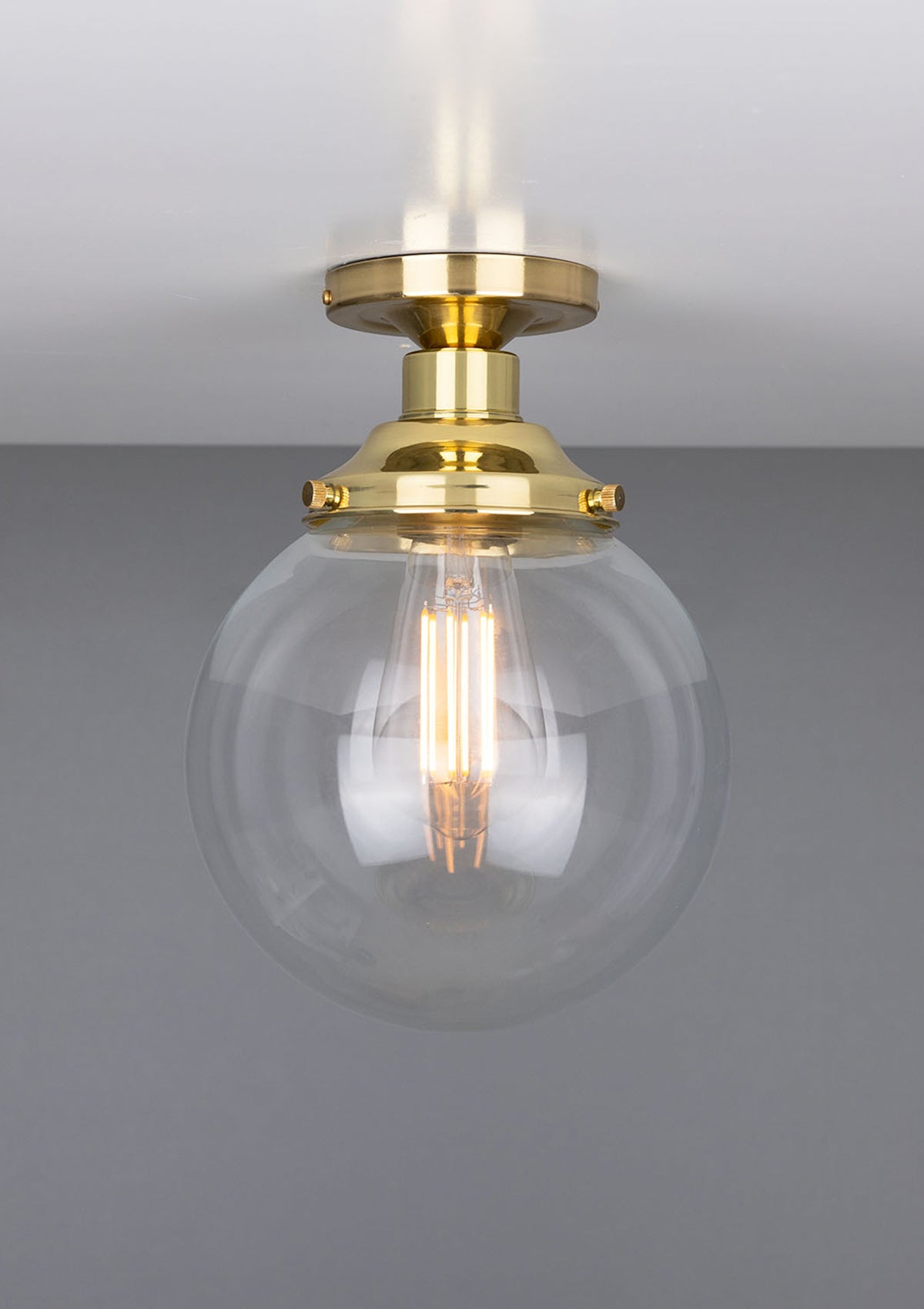 Riad Clear Glass Globe Flush Ceiling Light