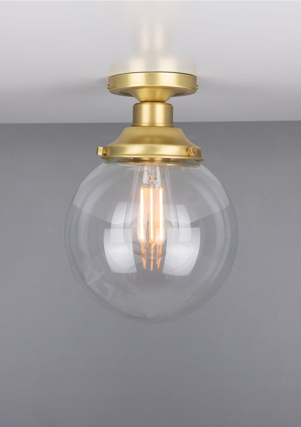 Riad Clear Glass Globe Flush Ceiling Light