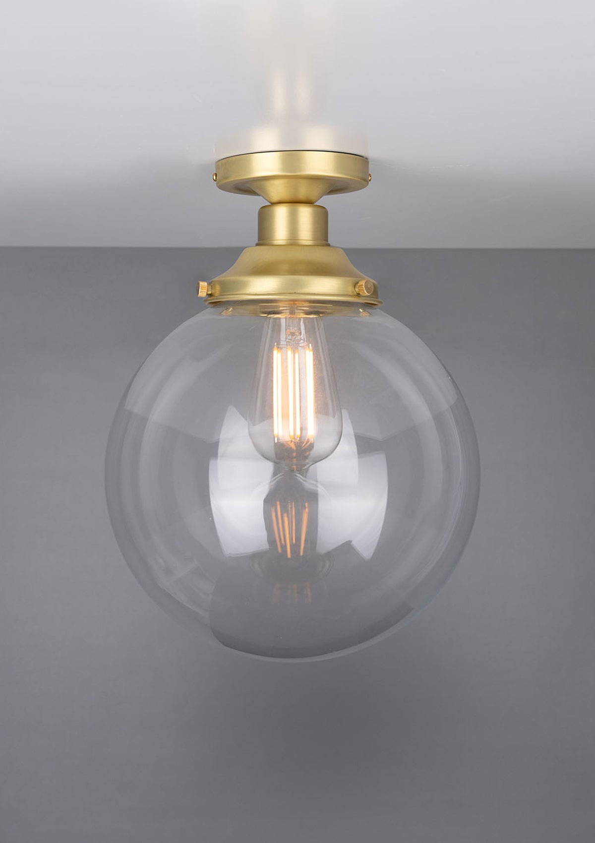 Riad Clear Glass Globe Flush Ceiling Light