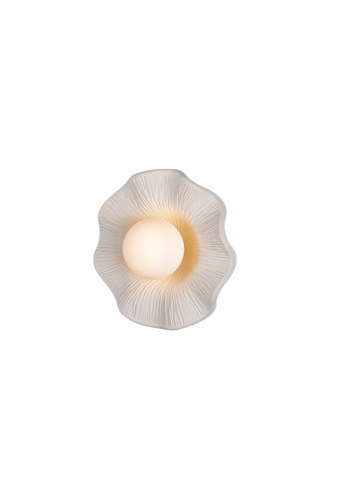 Rivale Bathroom Wall Sconce with Wavy Ceramic Shade, Matte White Striped – Satin Brass