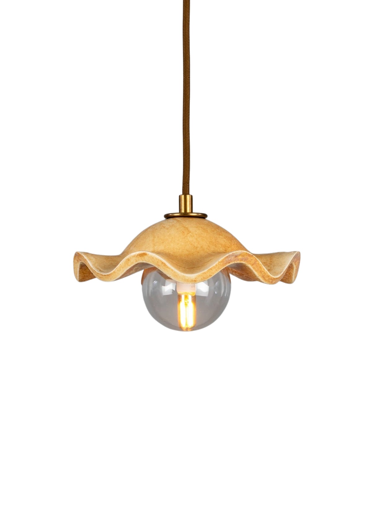 Rivale Pendant Light with Wavy Ceramic Shade, Oatstone