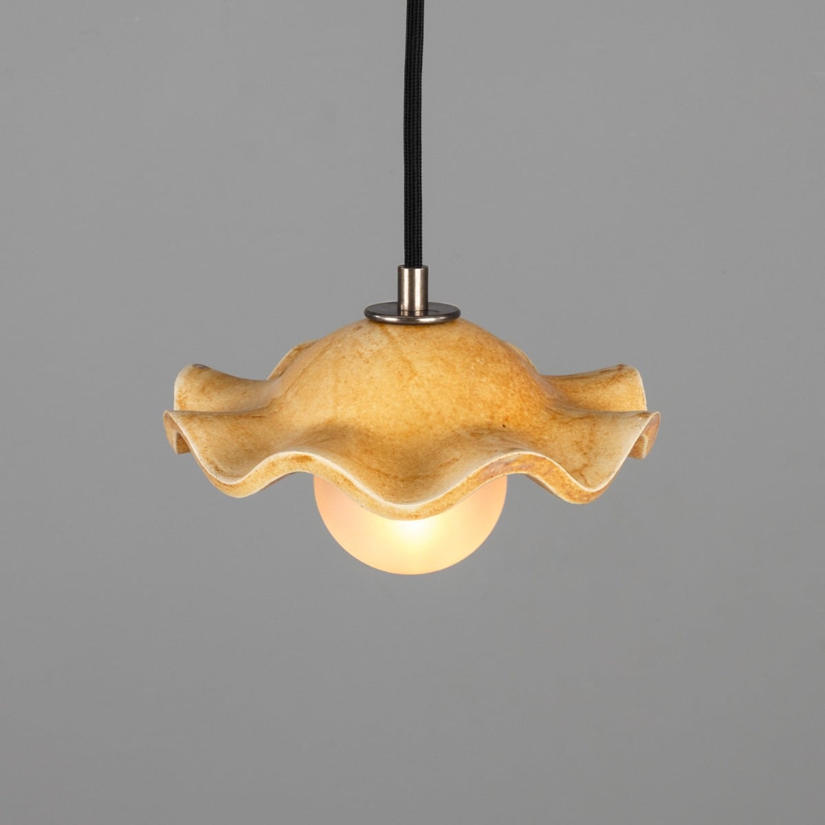 Rivale Pendant Light with Wavy Ceramic Shade, Oatstone