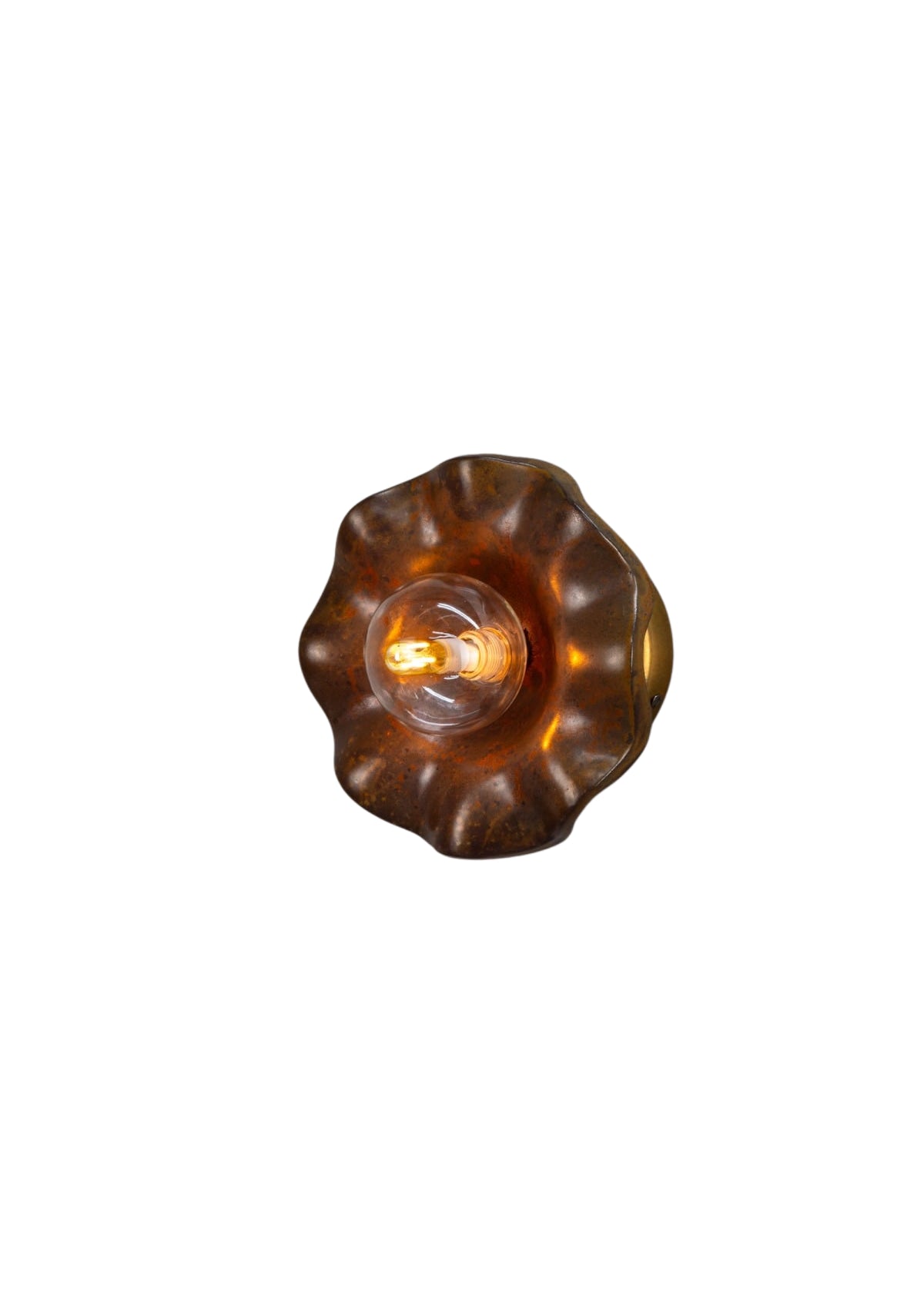Rivale Wall Sconce with Wavy Ceramic Shade, Rust Iron