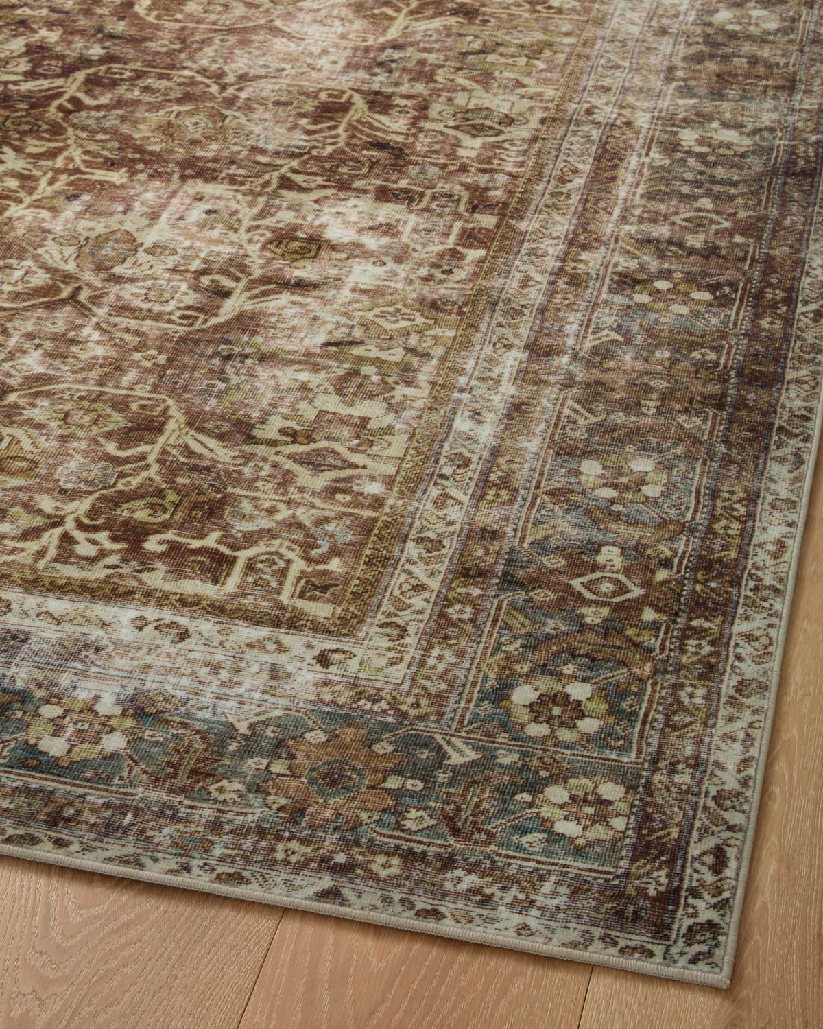 Sinclair Rust/Lagoon Rug – detail