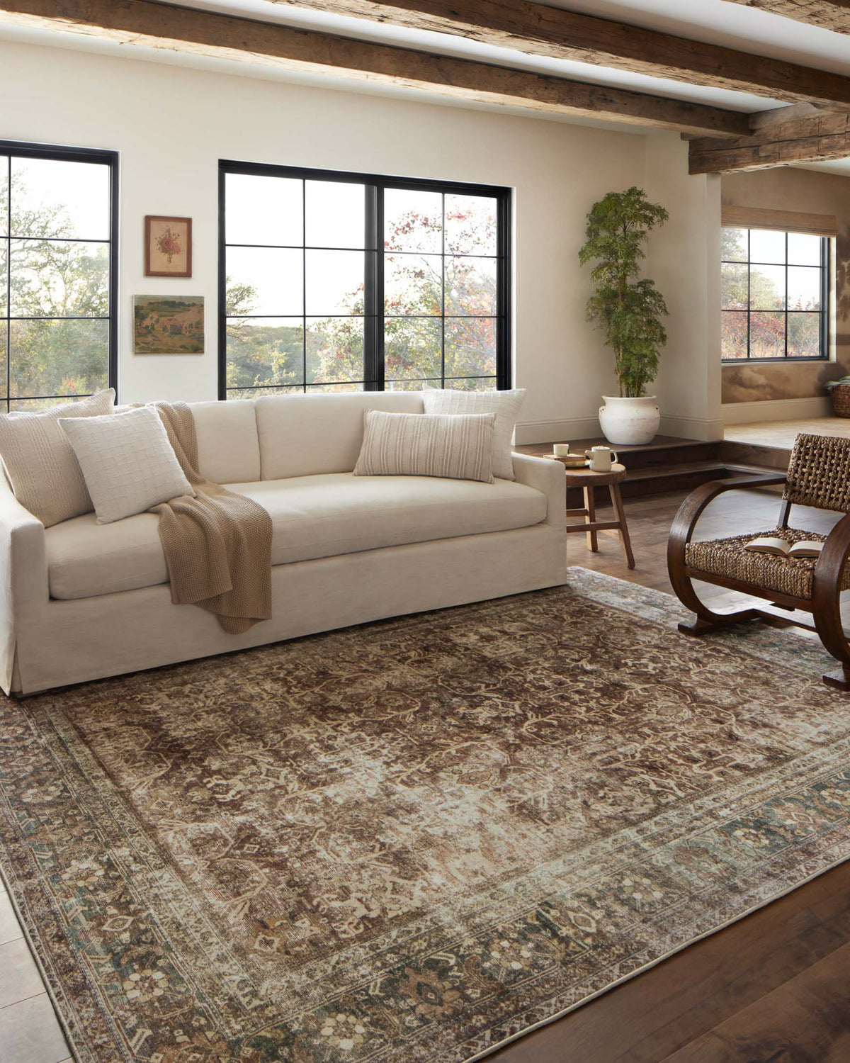 Sinclair Rust/Lagoon Rug – room scene