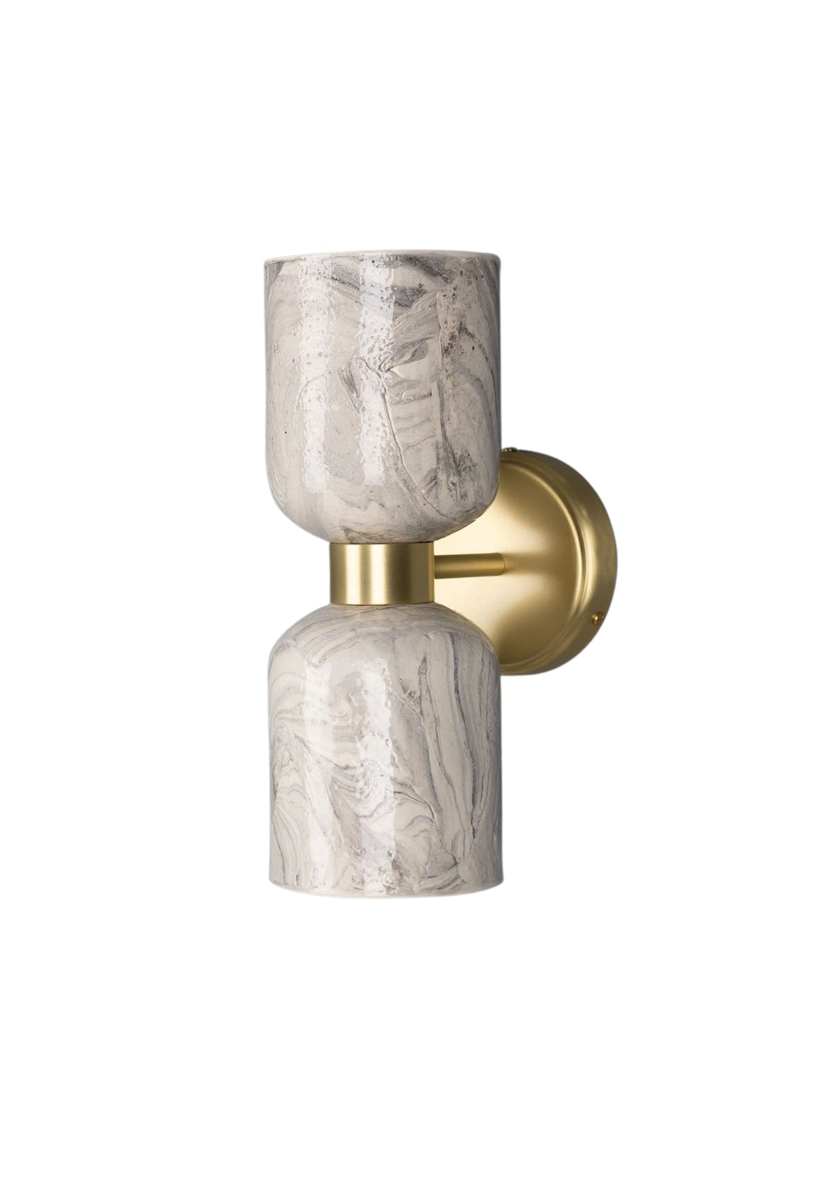 Sakura Marbled Ceramic and Brass Double Wall Sconce – Satin Brass