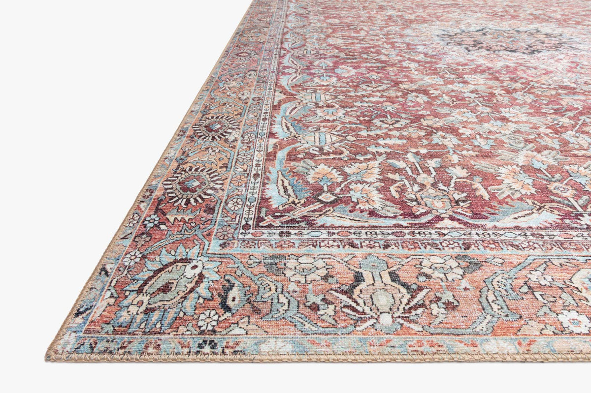 Wynter Tomato/Teal Rug – corner detail