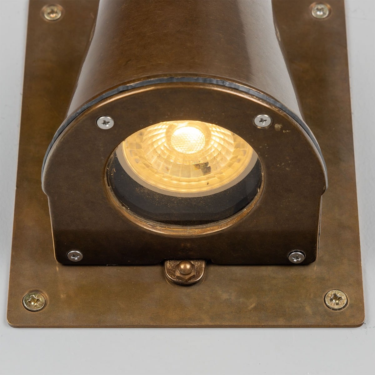 Wade Outdoor Brass Spotlight with Back Plate – Antique Brass