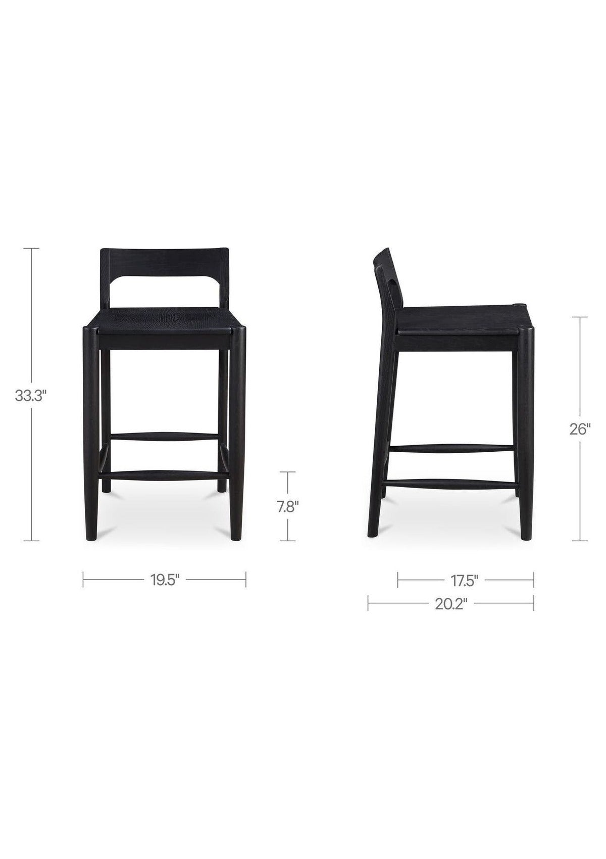 Owing Low Back Counter Stool - Black