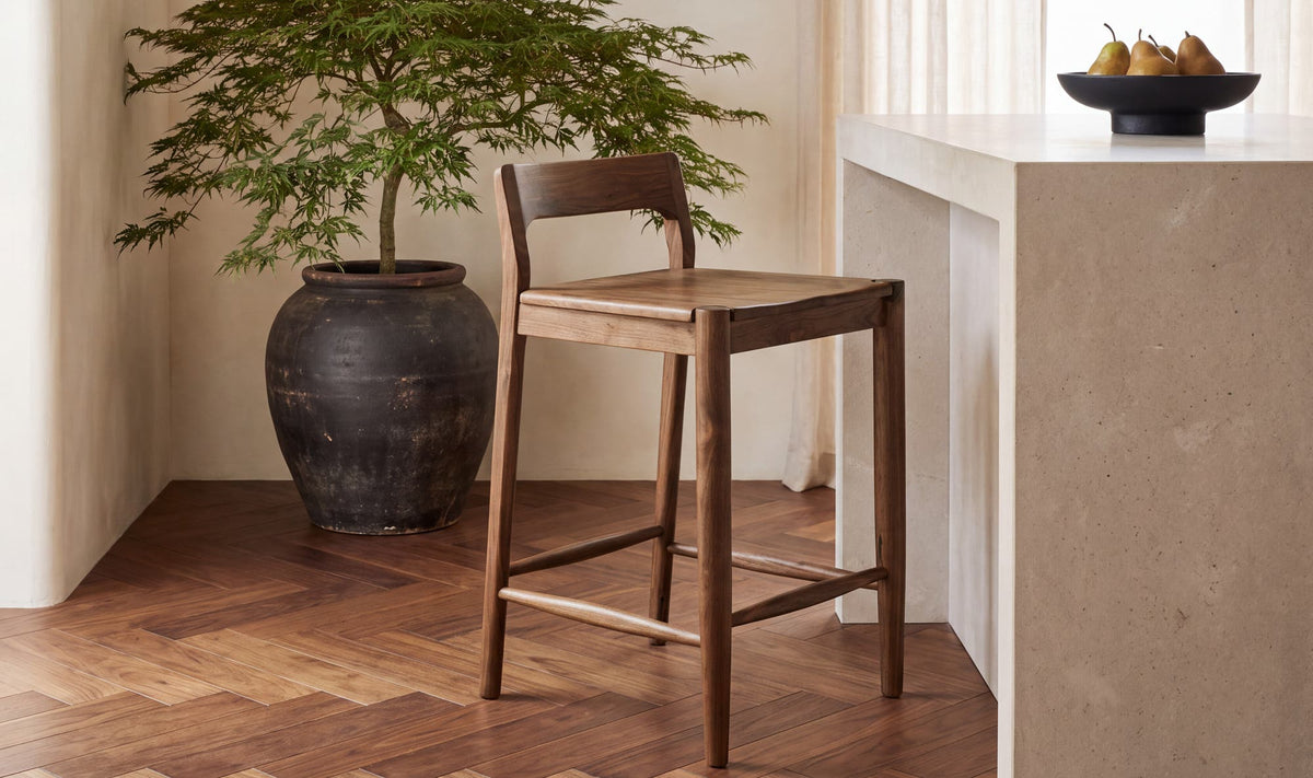 Owing Low Back Counter Stool - Walnut