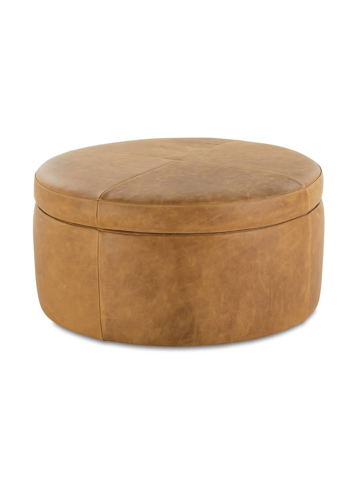 Cyrus 36" Round Leather Storage Ottoman