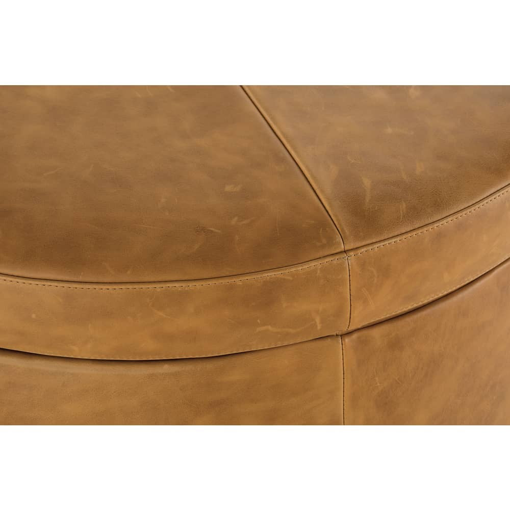 Cyrus 36" Round Leather Storage Ottoman